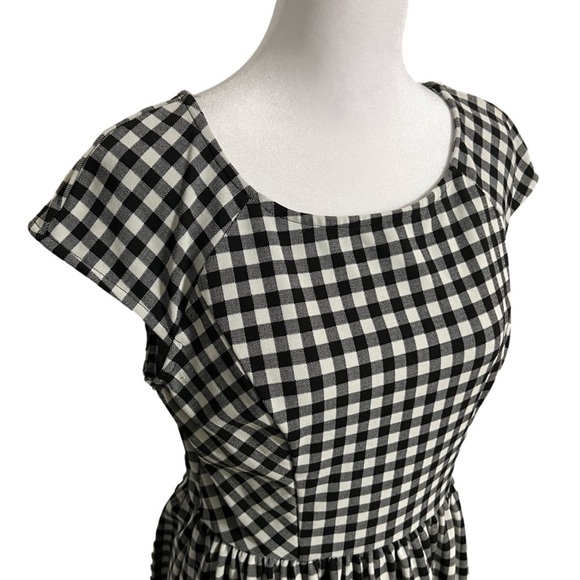 ELLE. Black & White Fit & Flare Women’s Plaid Dress (Sz S) - Picture 2 of 11